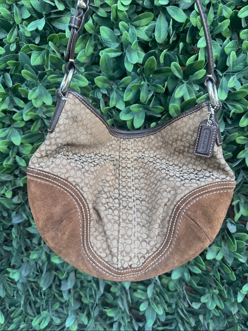 Coach Brown Signature Canvas & Brown Suede Soho Shoulder Bag